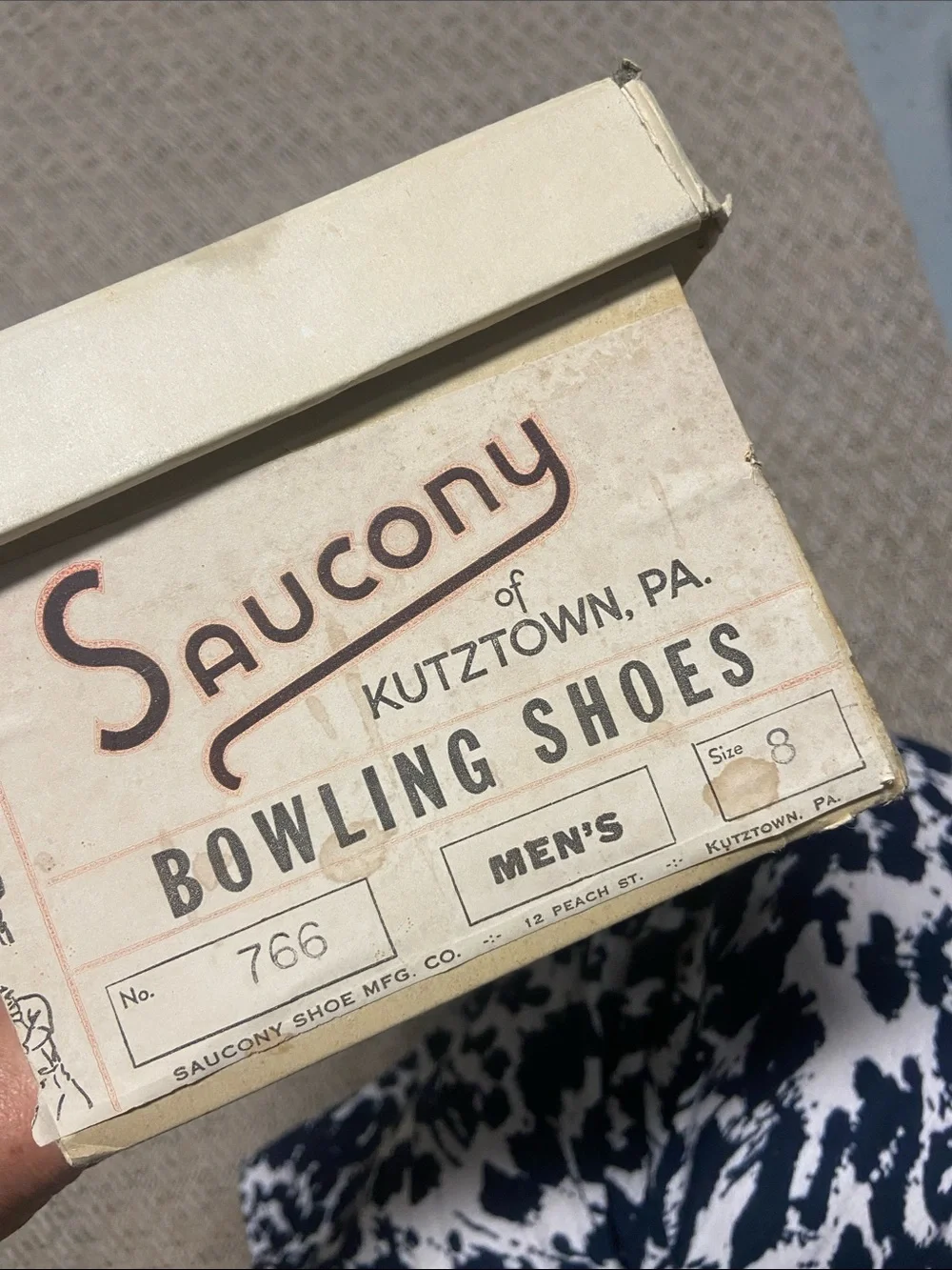 VINTAGE SAUCONY of Kutztown, PA BOWLING SHOES 8 Old Stock New Ivory 1950’s